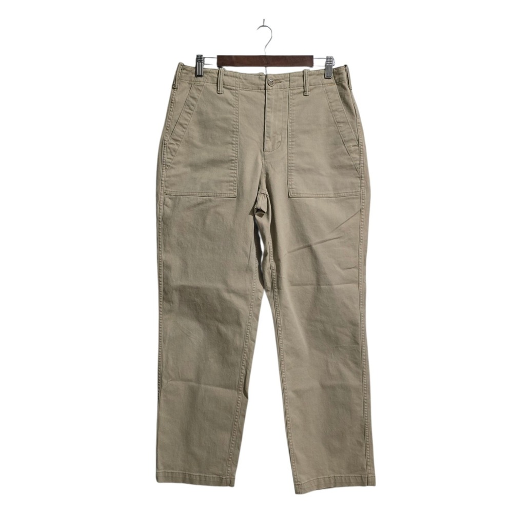 Lands' End High Rise Chino Utility Straight Leg Ankle Pants In Khaki Sz 10